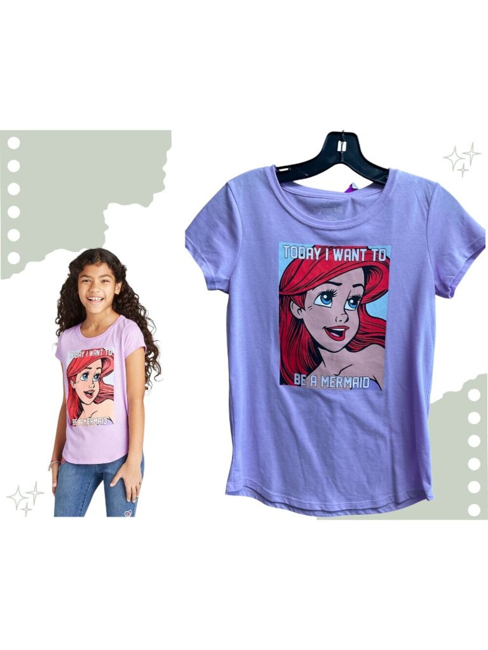 Ariel Purple Little Mermaid Shirt XL Short Sleeve